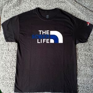 The Sober Life Adult Unisex Large Black Cotton Tshirt